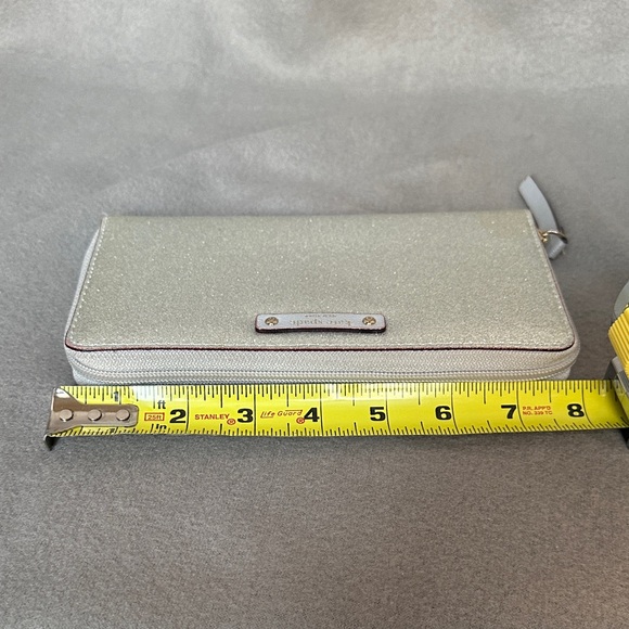 Kate Spade Kenzie Glitter Zip Wallet Shimmering Silver - Picture 9 of 10